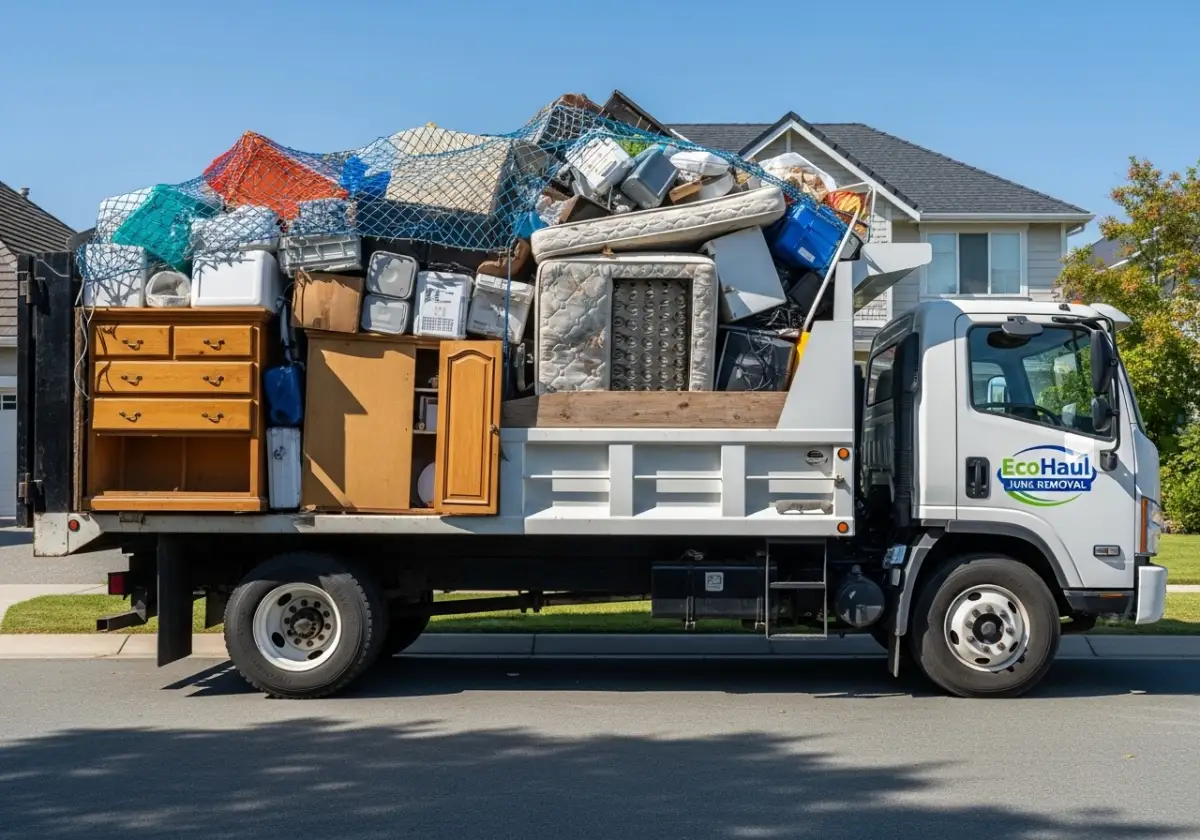 Truck fully loaded with household junk