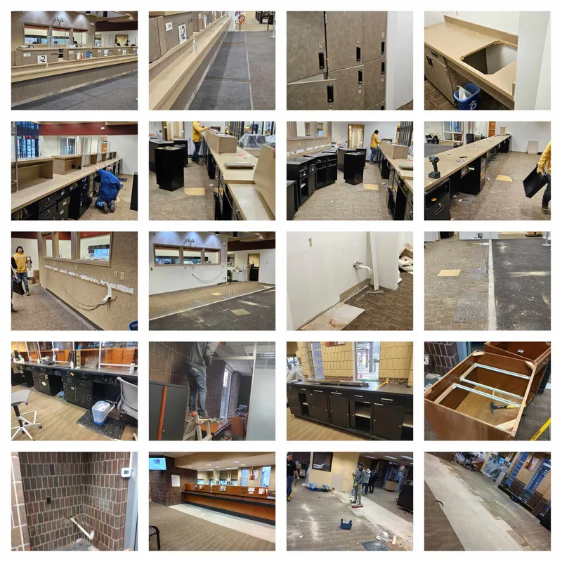 Commercial office furniture and counter removal in progress